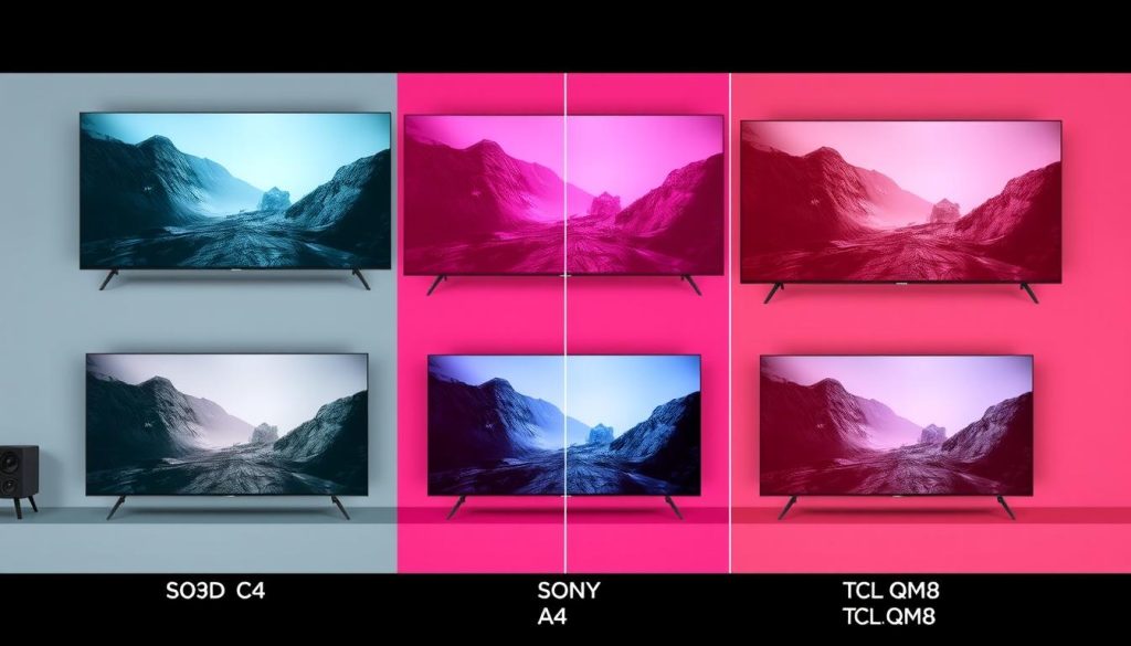 Side-by-side comparison of the best-selling TV LG OLED C4 versus competitors showing picture quality differences
